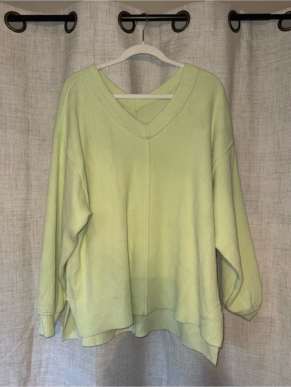 aerie Light Green V-Neck Oversized Sweater